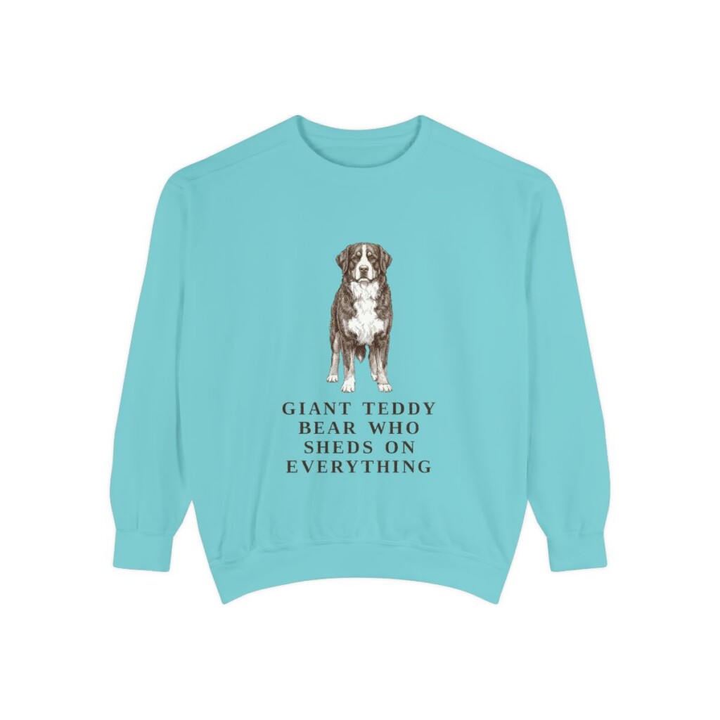 Bernese Mountain Dog Humor Sweatshirt, Chalky Mint, front view