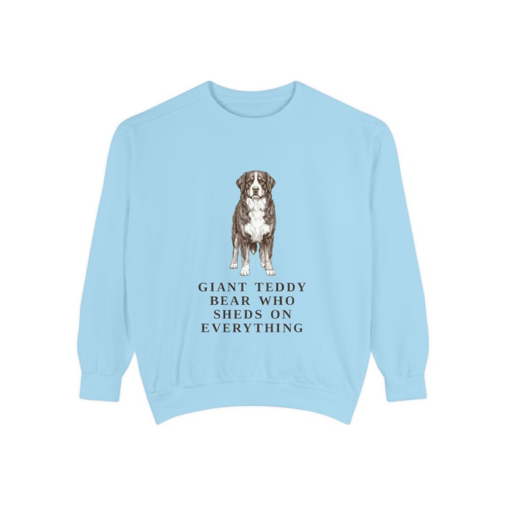 Bernese Mountain Dog Humor Sweatshirt, Chambray, front view