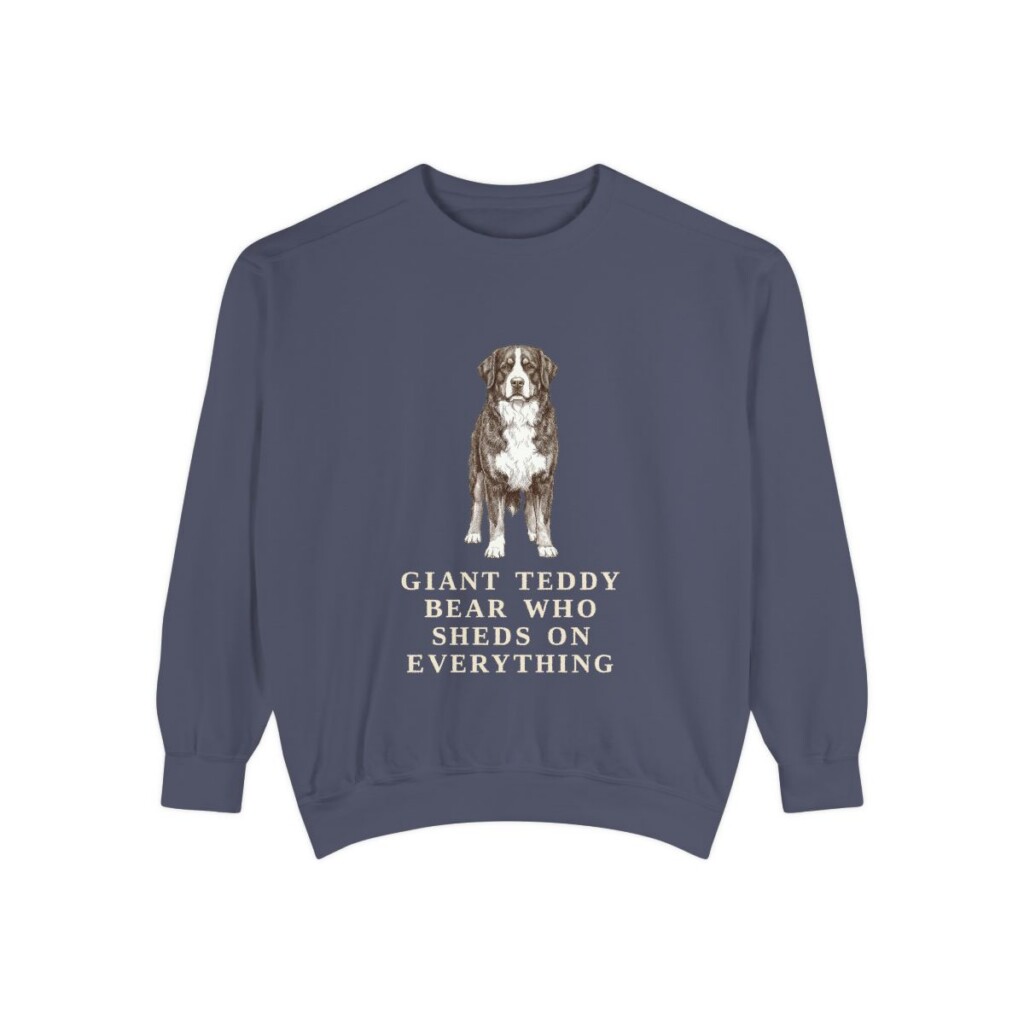 Bernese Mountain Dog Humor Sweatshirt, Denim, front view