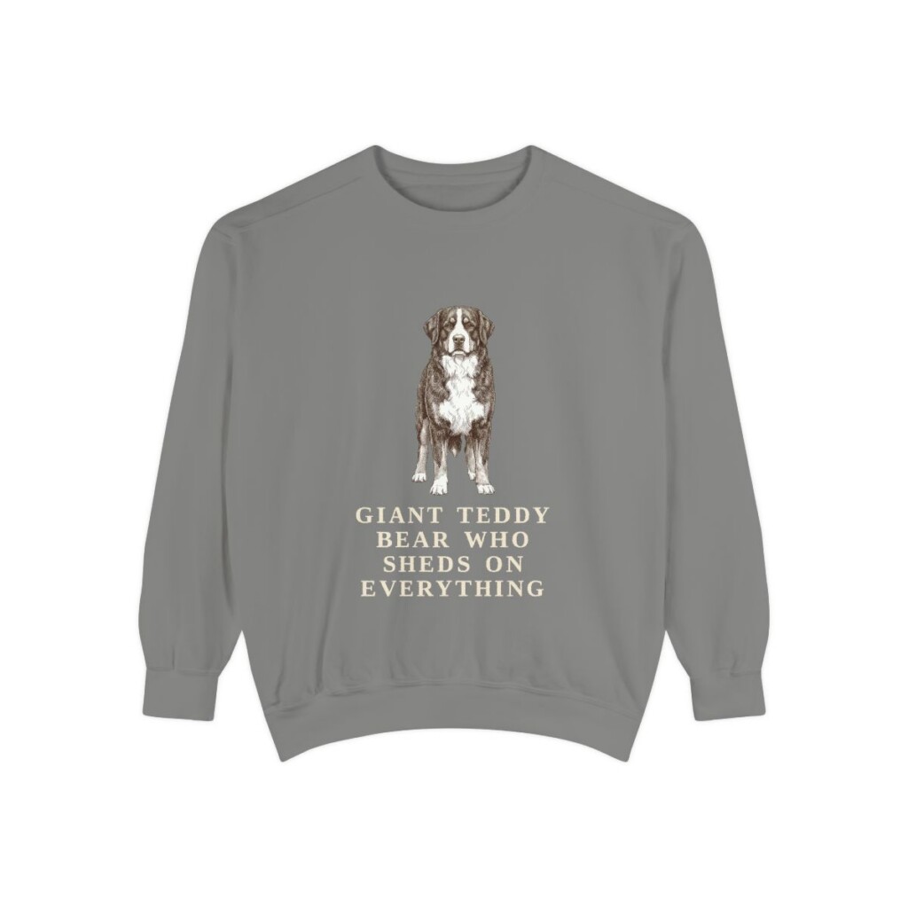 Bernese Mountain Dog Humor Sweatshirt, Grey, front view