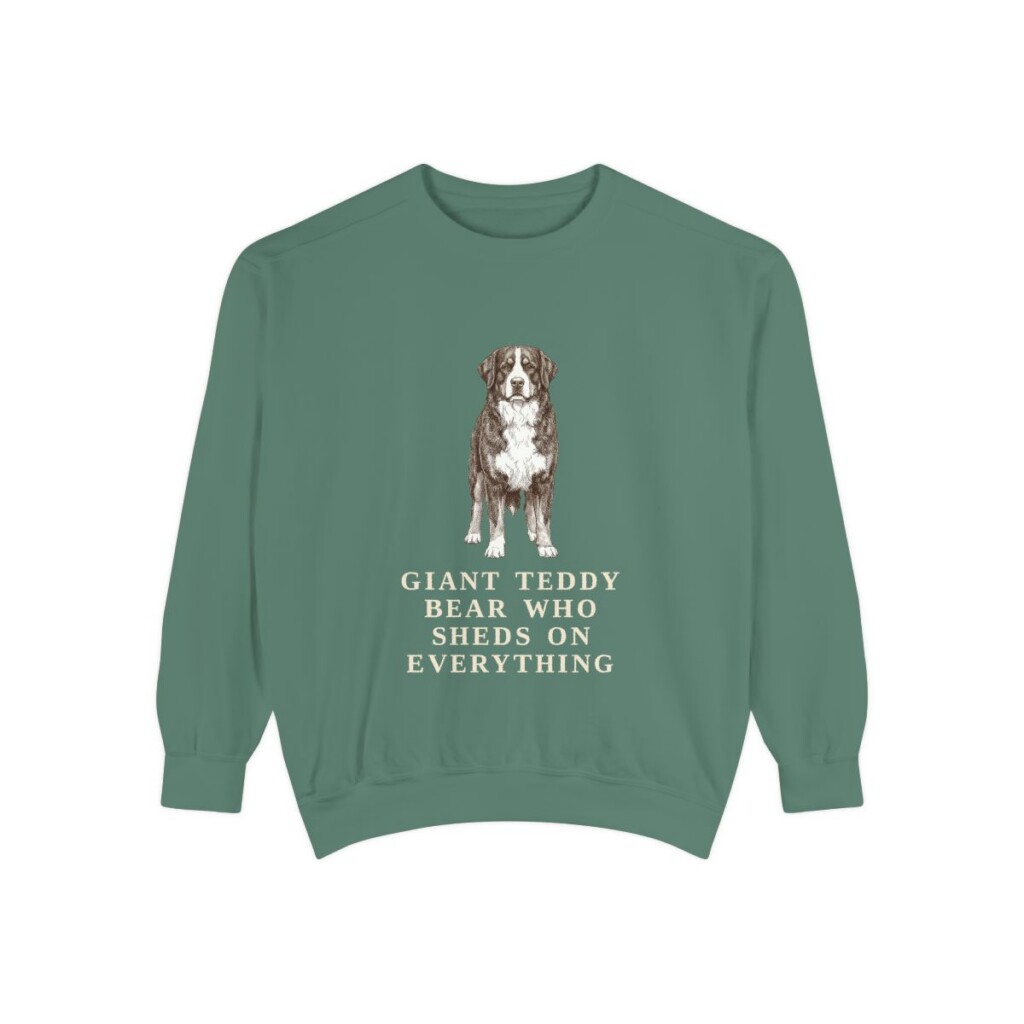 Bernese Mountain Dog Humor Sweatshirt, Light Green, front view