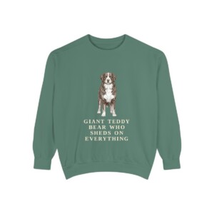 Bernese Mountain Dog Humor Sweatshirt, Light Green, front view