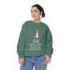 Bernese Mountain Dog Humor Sweatshirt, Light Green, person 2 front