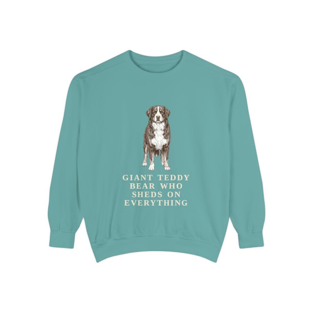 Bernese Mountain Dog Humor Sweatshirt, Seafoam, front view