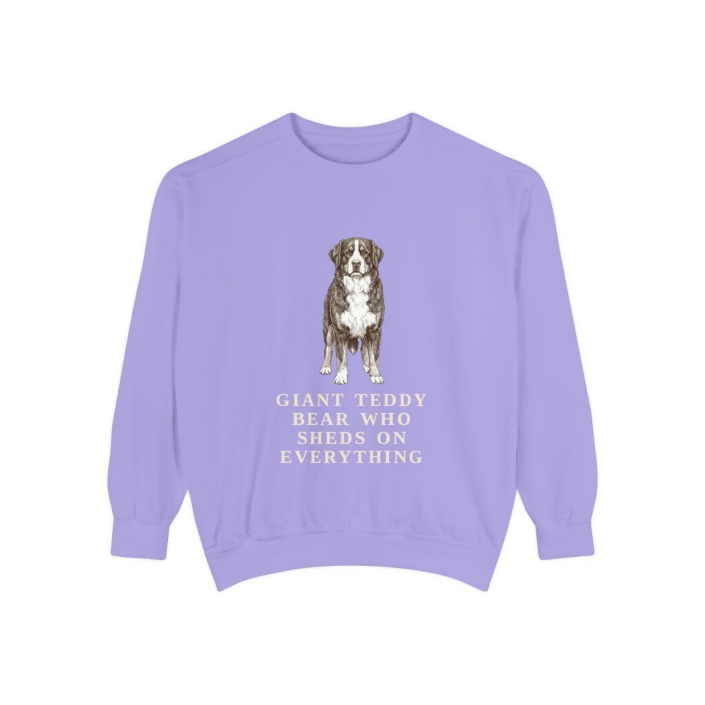 Bernese Mountain Dog Humor Sweatshirt, Violet, front view