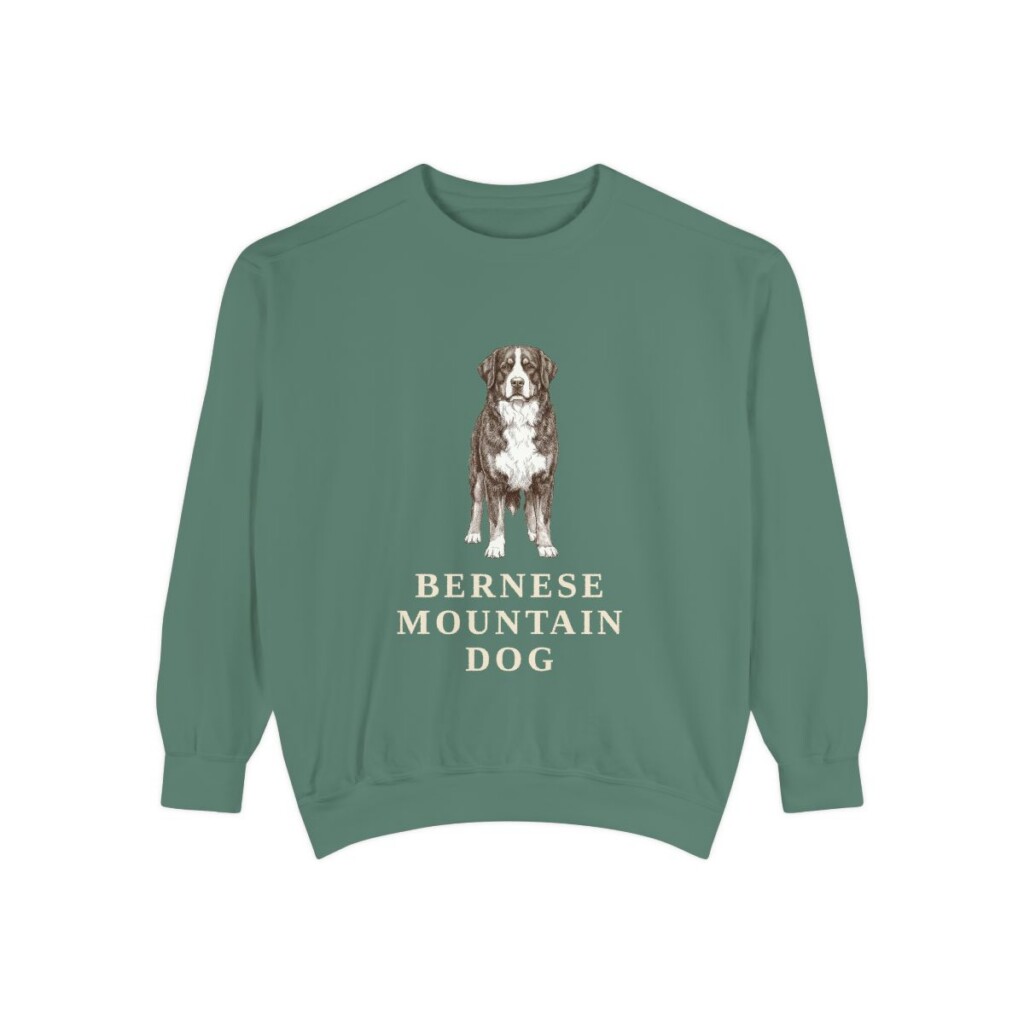 bernese-mountain-dog-sweatshirt-light-green Bernese Mountain Dog Sweatshirt, Light Green, front view