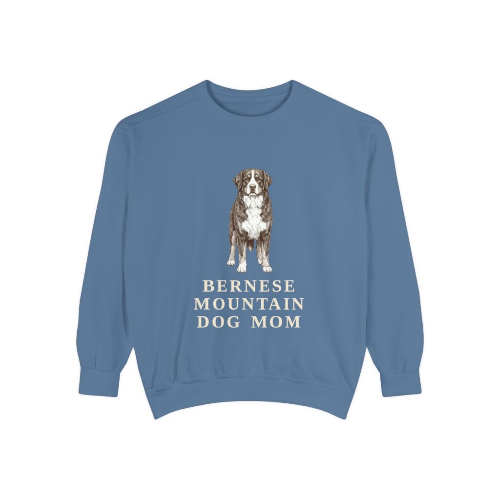 Bernese Mountain Dog Mom Sweatshirt, Blue Jean, front view