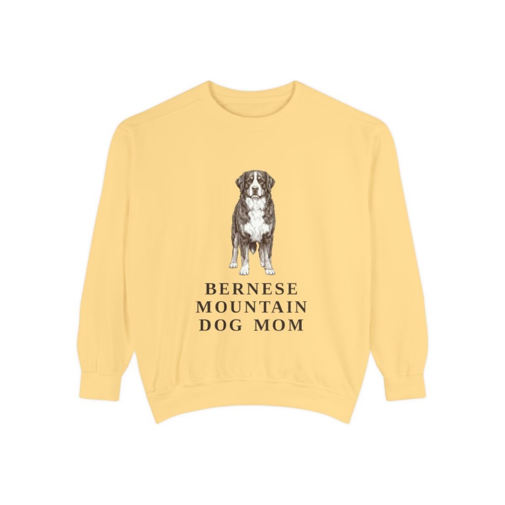 Bernese Mountain Dog Mom Sweatshirt, Butter, front view