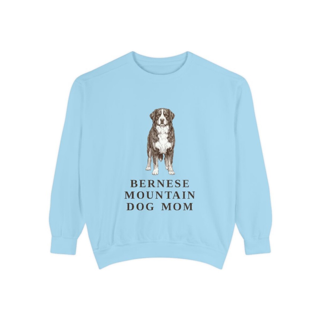 Bernese Mountain Dog Mom Sweatshirt, Chambray, front view