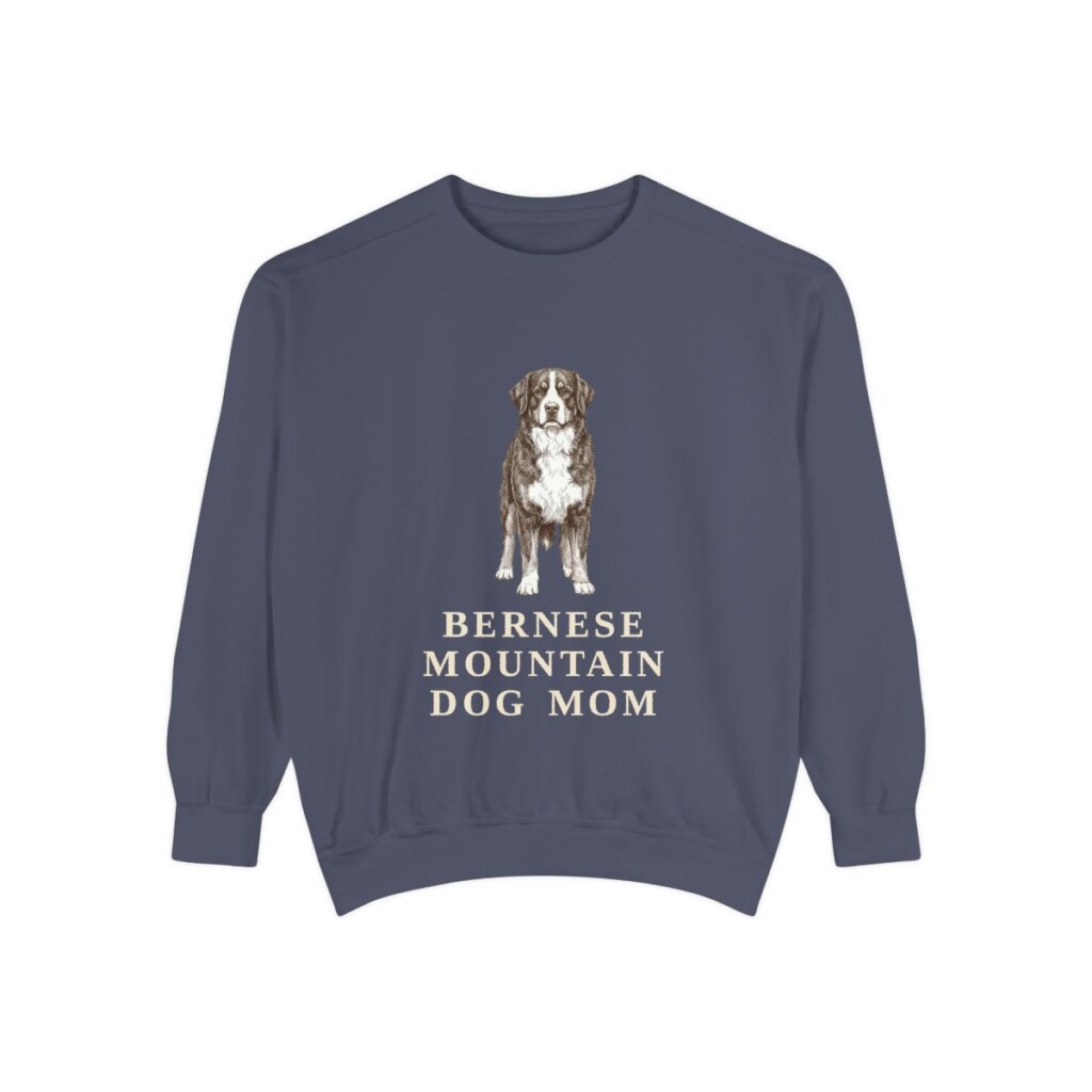 Bernese Mountain Dog Mom Sweatshirt, Denim, front view
