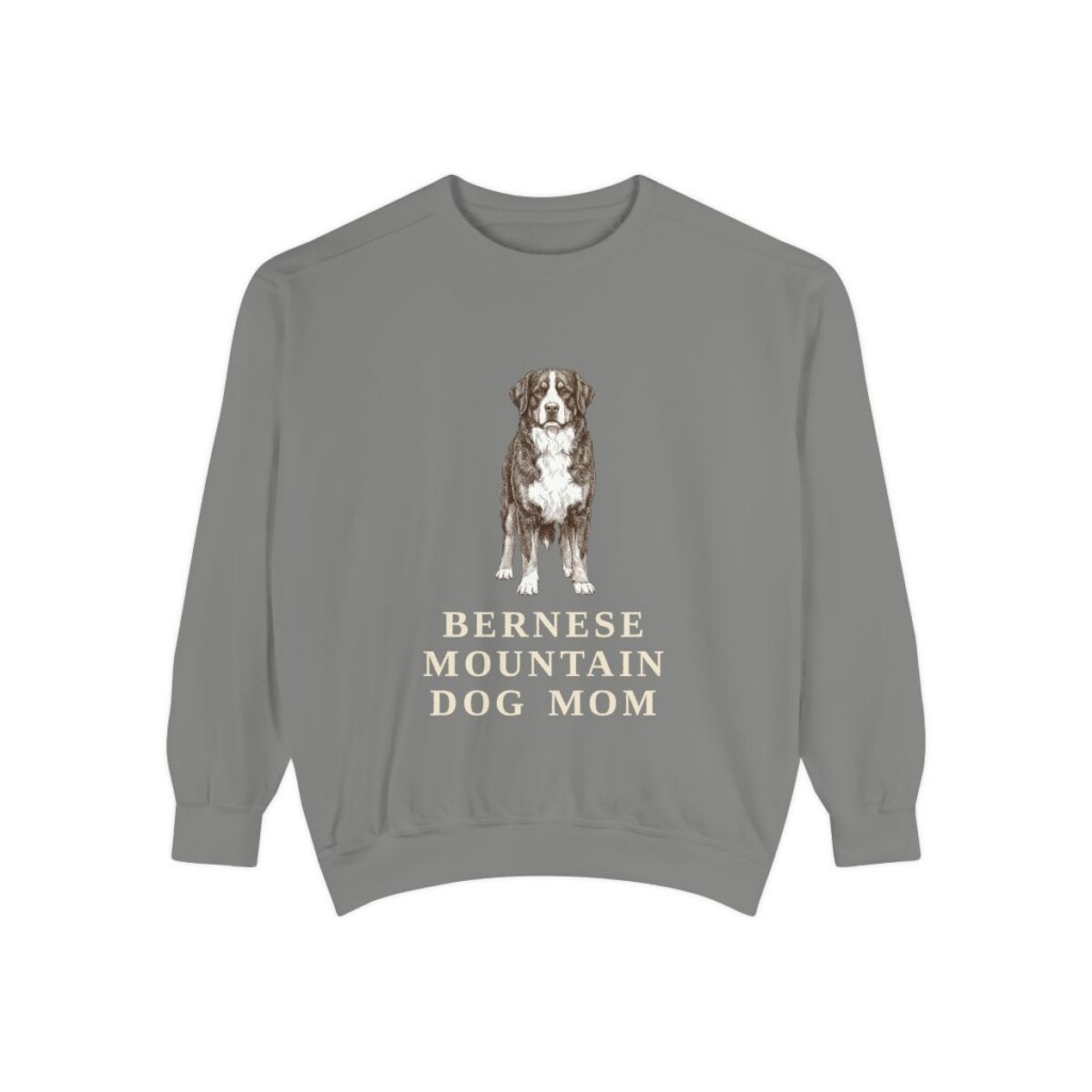 Bernese Mountain Dog Mom Sweatshirt, Grey, front view