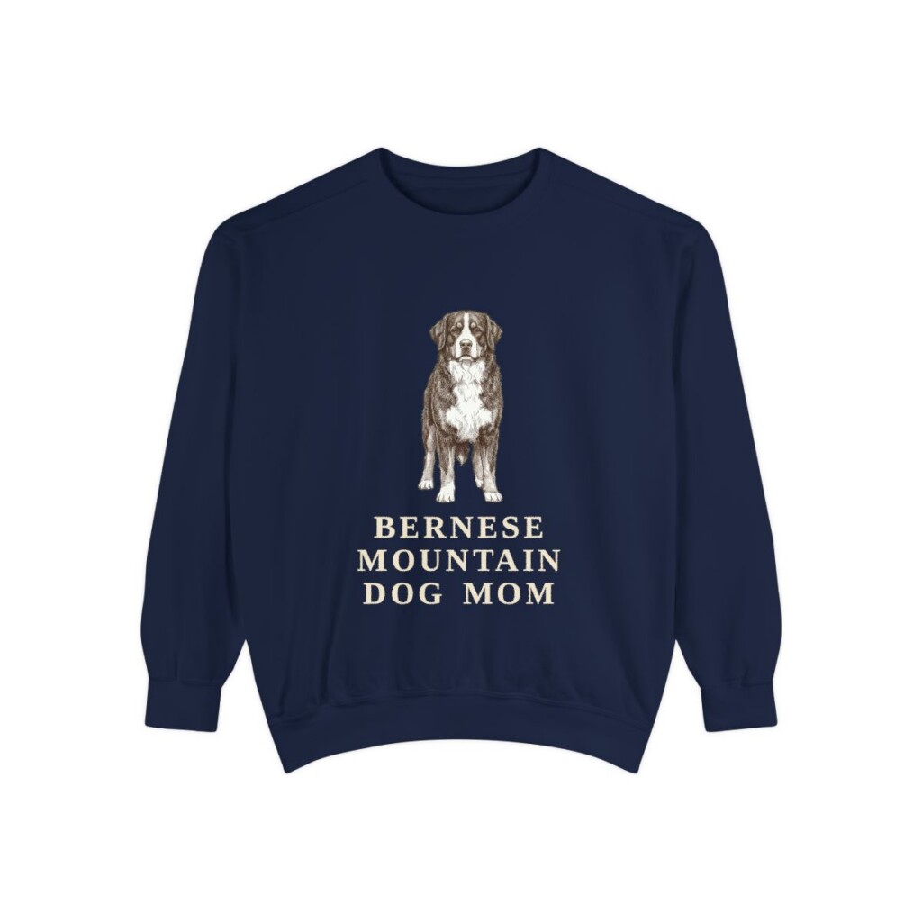 Bernese Mountain Dog Mom Sweatshirt, True Navy, front view