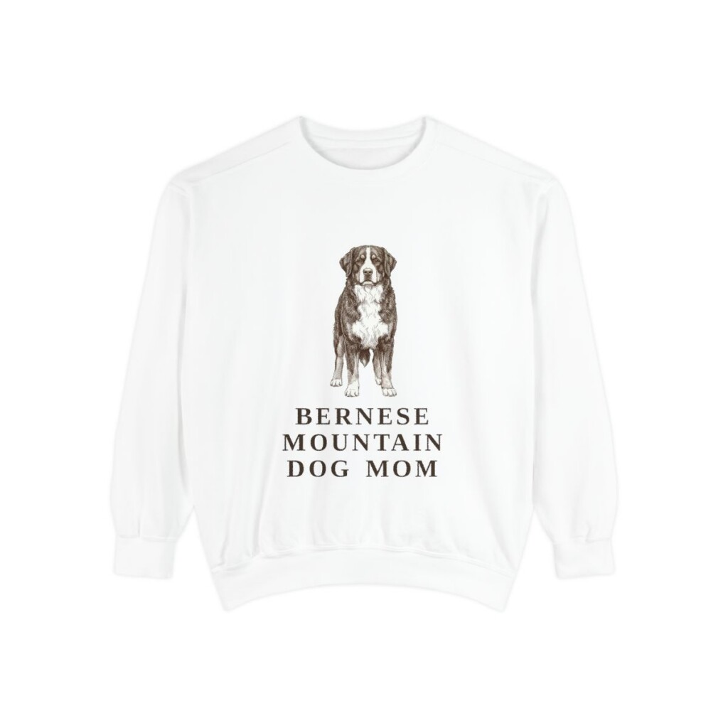 Bernese Mountain Dog Mom Sweatshirt, White, front view