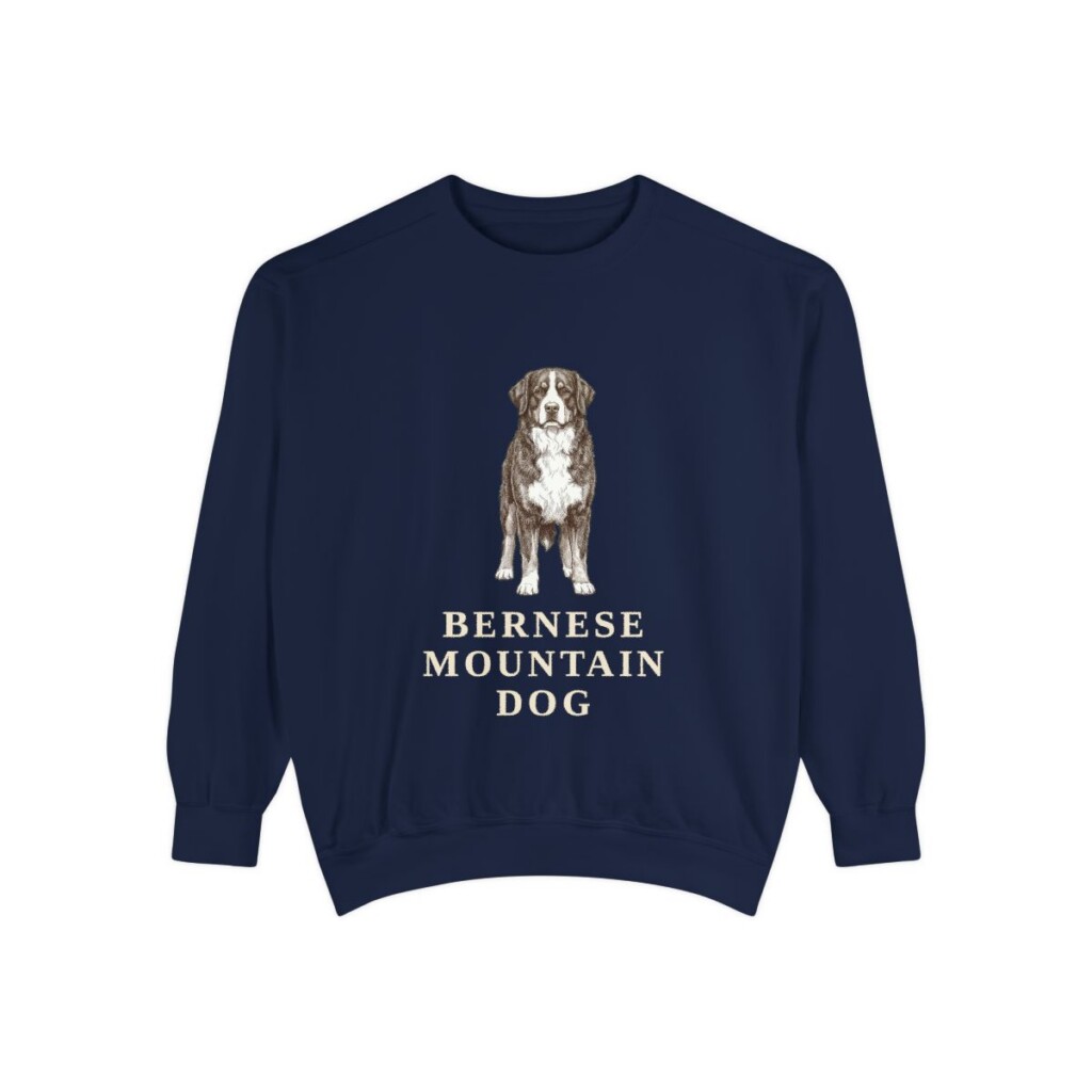 bernese-mountain-dog-sweatshirt-true-navy Bernese Mountain Dog Sweatshirt, True Navy, front view