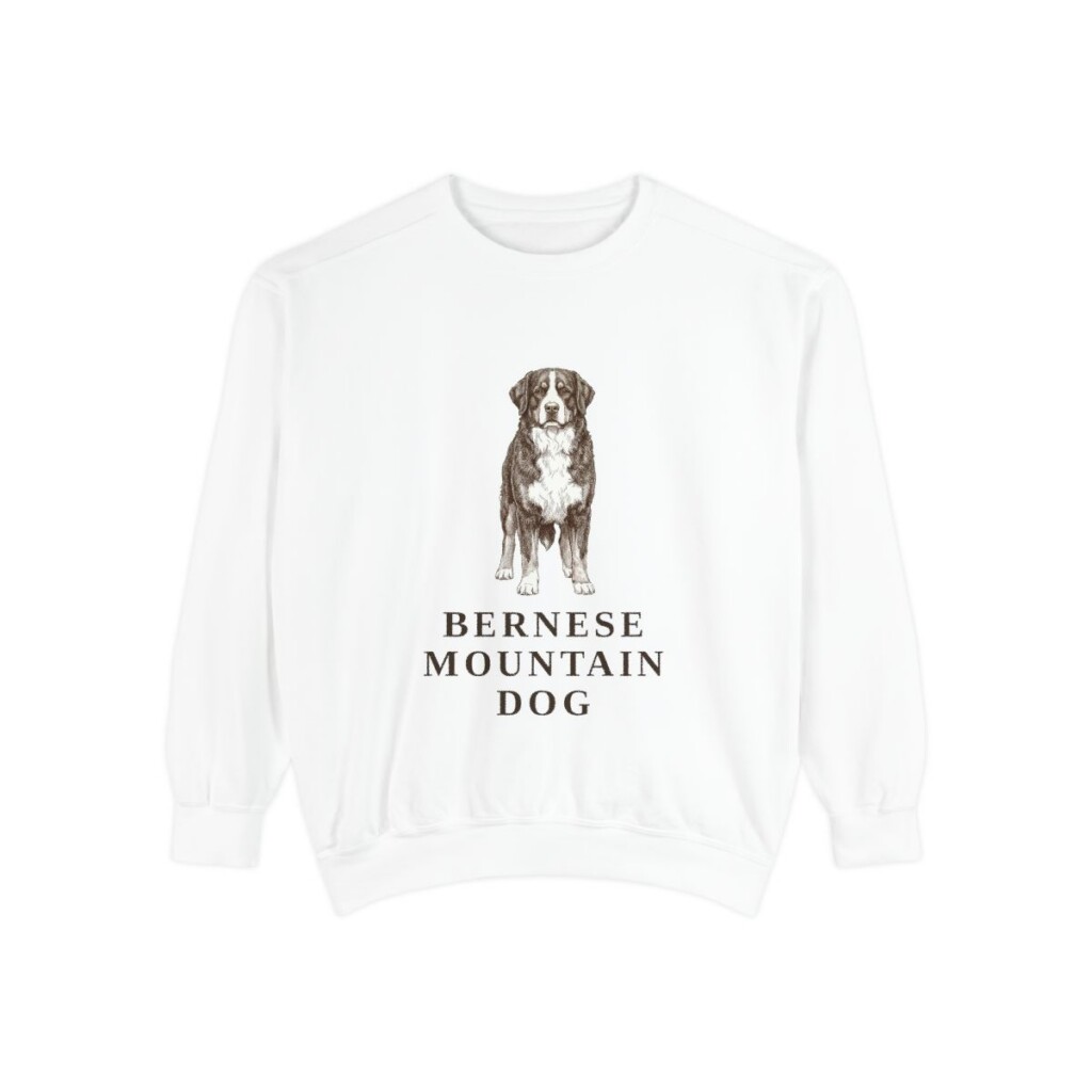 bernese-mountain-dog-sweatshirt-white Bernese Mountain Dog Sweatshirt, White, front view