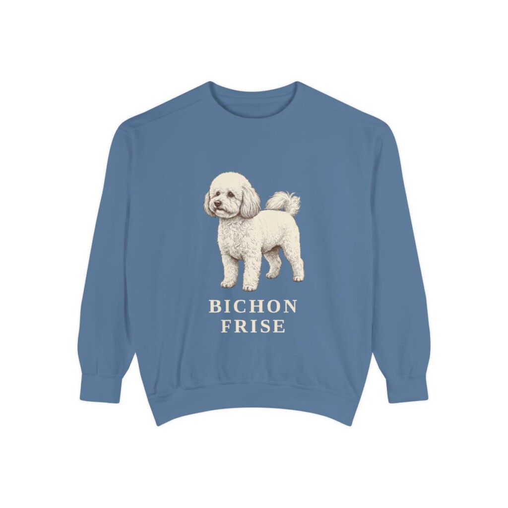 Bichon Frise Sweatshirt, Blue Jean, front view