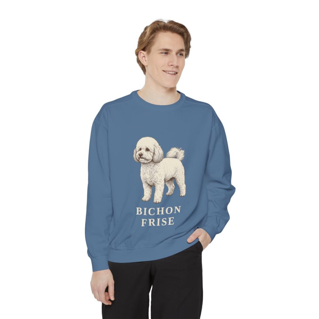 Bichon Frise Sweatshirt, Blue Jean, person 1 front