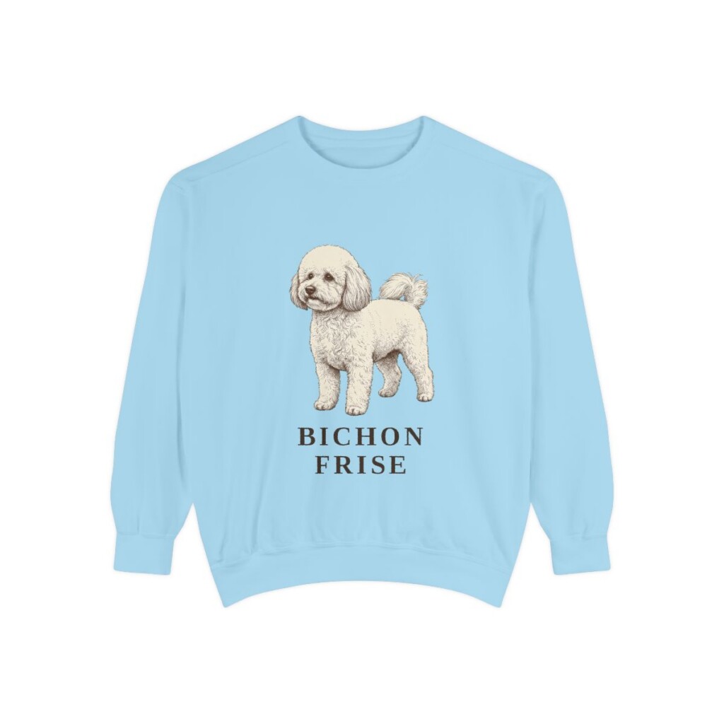 Bichon Frise Sweatshirt, Chambray, front view