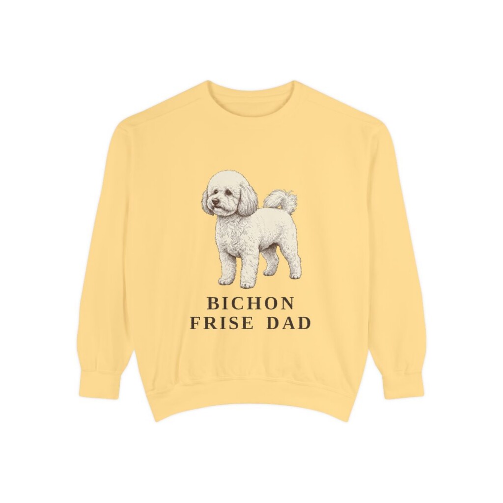 Bichon Frise Dad Sweatshirt, Butter, front view
