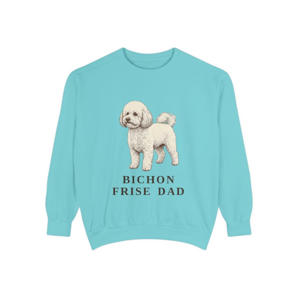 Bichon Frise Dad Sweatshirt, Chalky Mint, front view