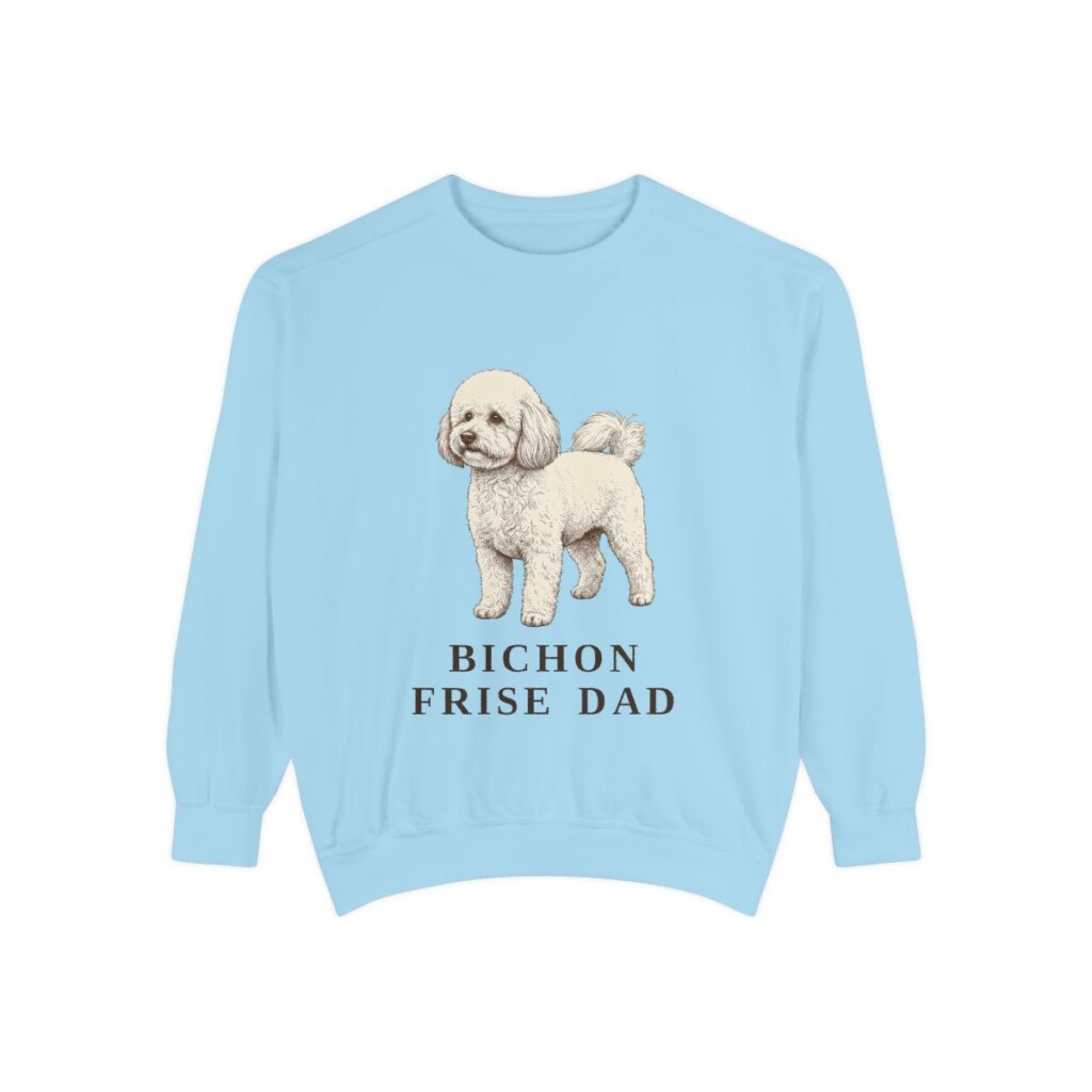 Bichon Frise Dad Sweatshirt, Chambray, front view