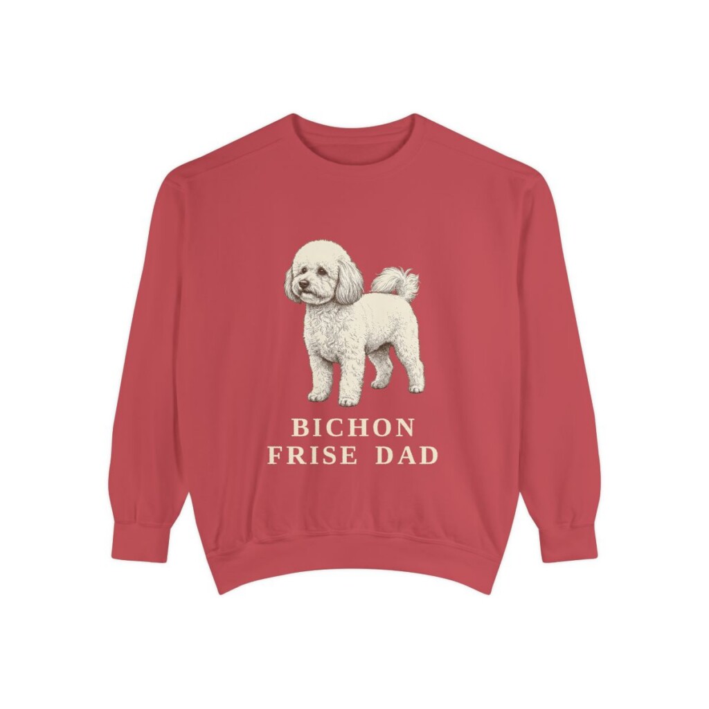 Bichon Frise Dad Sweatshirt, Crimson, front view