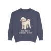 Bichon Frise Dad Sweatshirt, Denim, front view