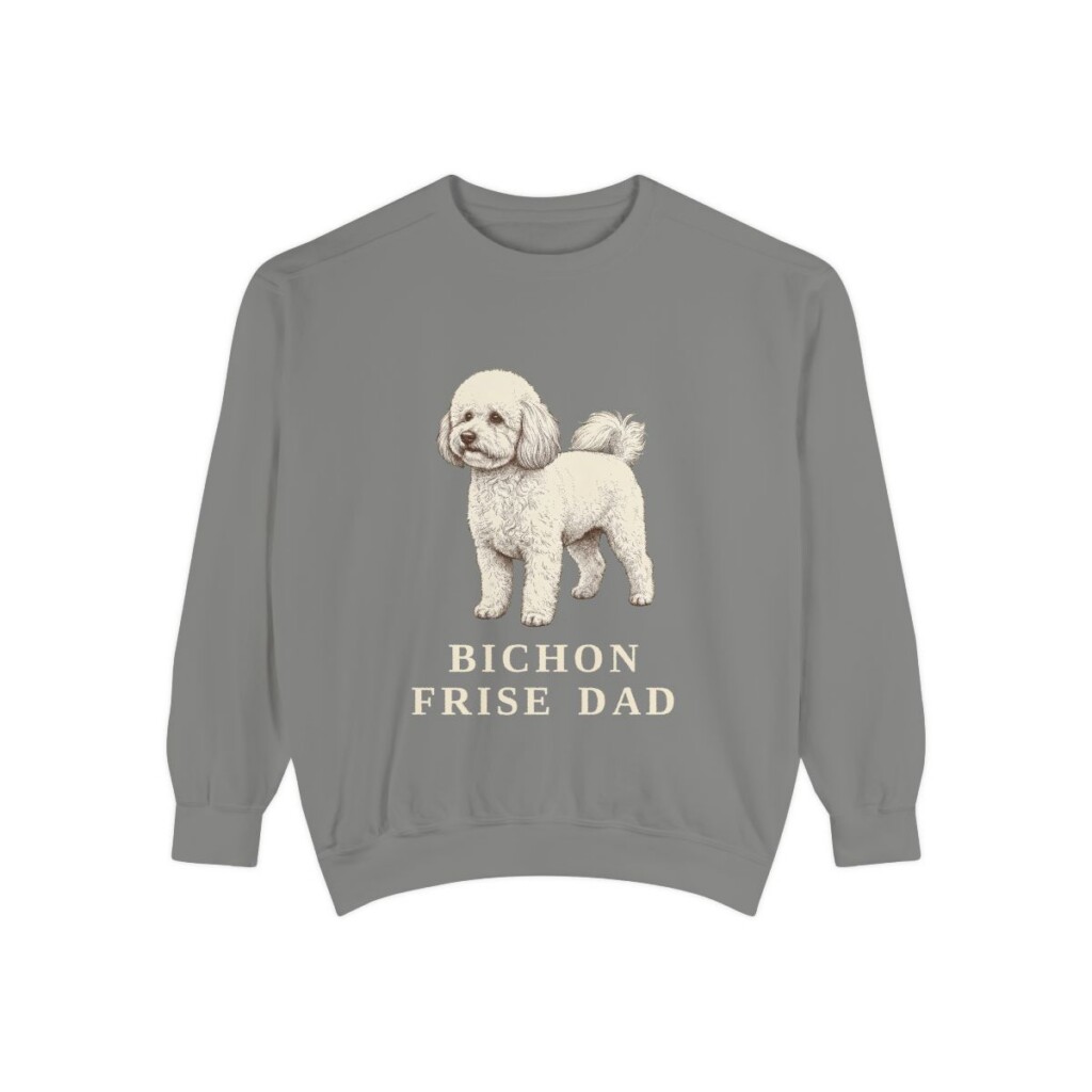 Bichon Frise Dad Sweatshirt, Grey, front view