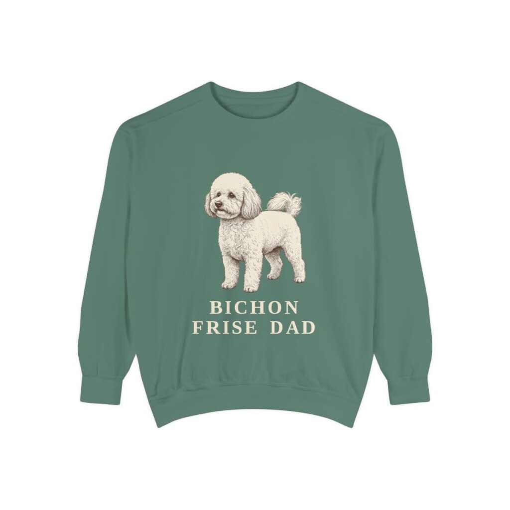 Bichon Frise Dad Sweatshirt, Light Green, front view