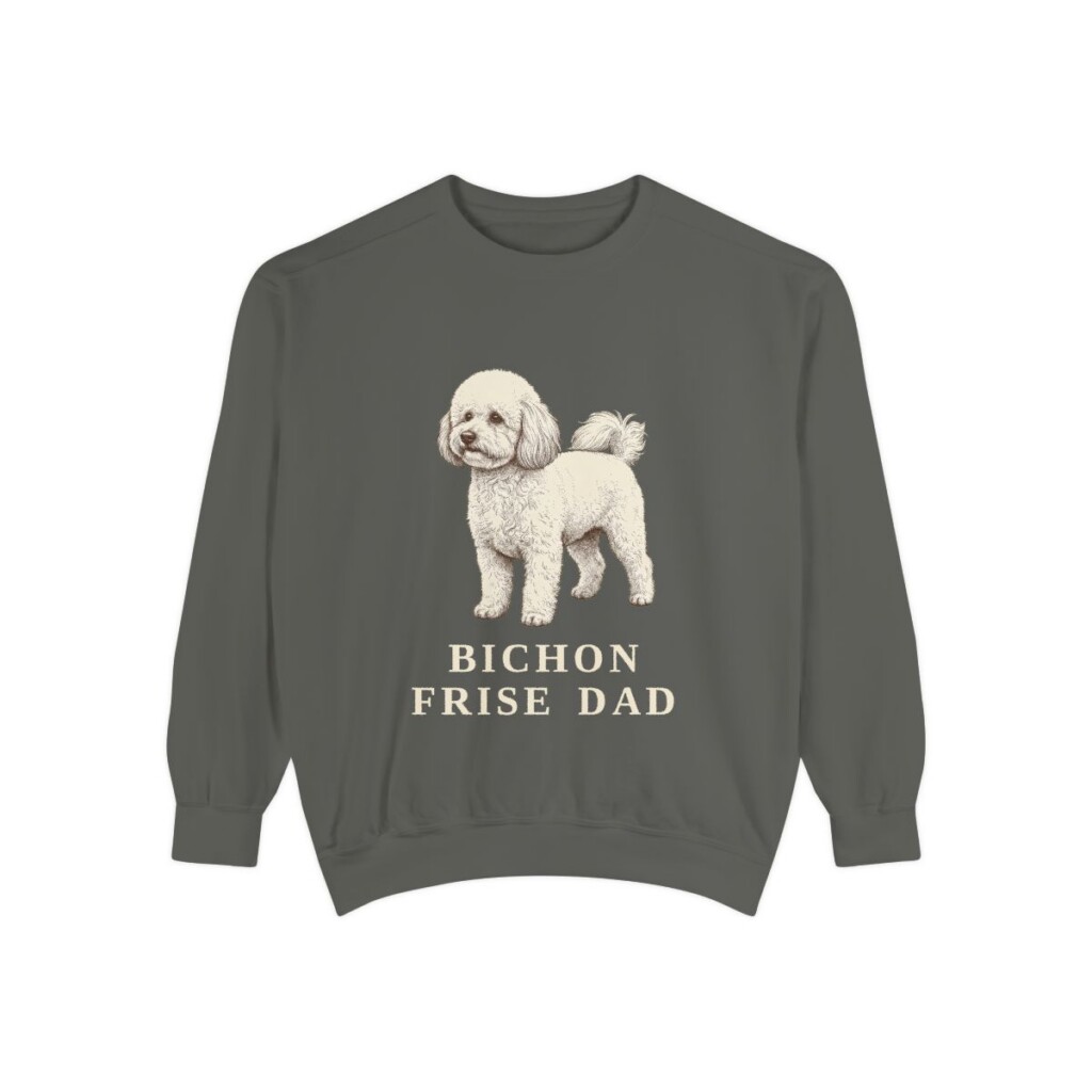 Bichon Frise Dad Sweatshirt, Pepper, front view