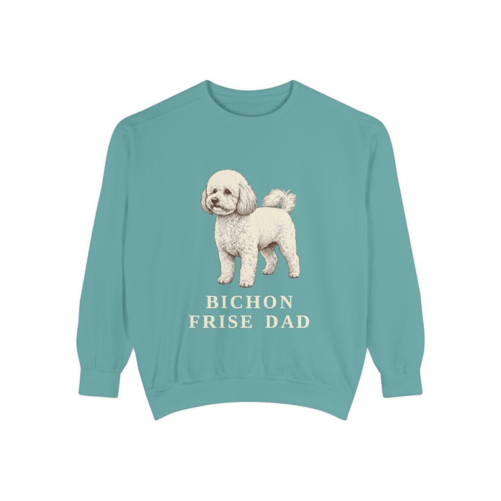 Bichon Frise Dad Sweatshirt, Seafoam, front view