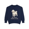 Bichon Frise Dad Sweatshirt, True Navy, front view