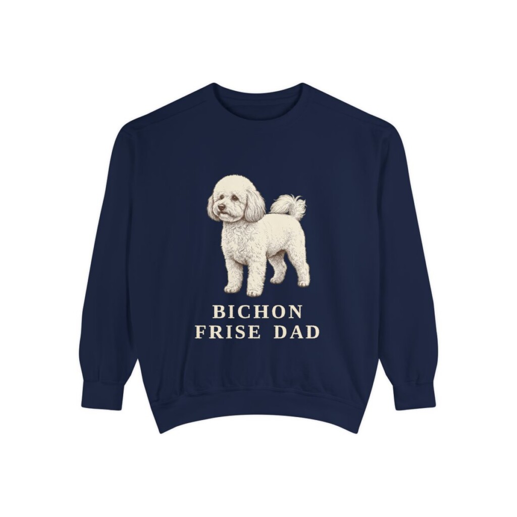Bichon Frise Dad Sweatshirt, True Navy, front view