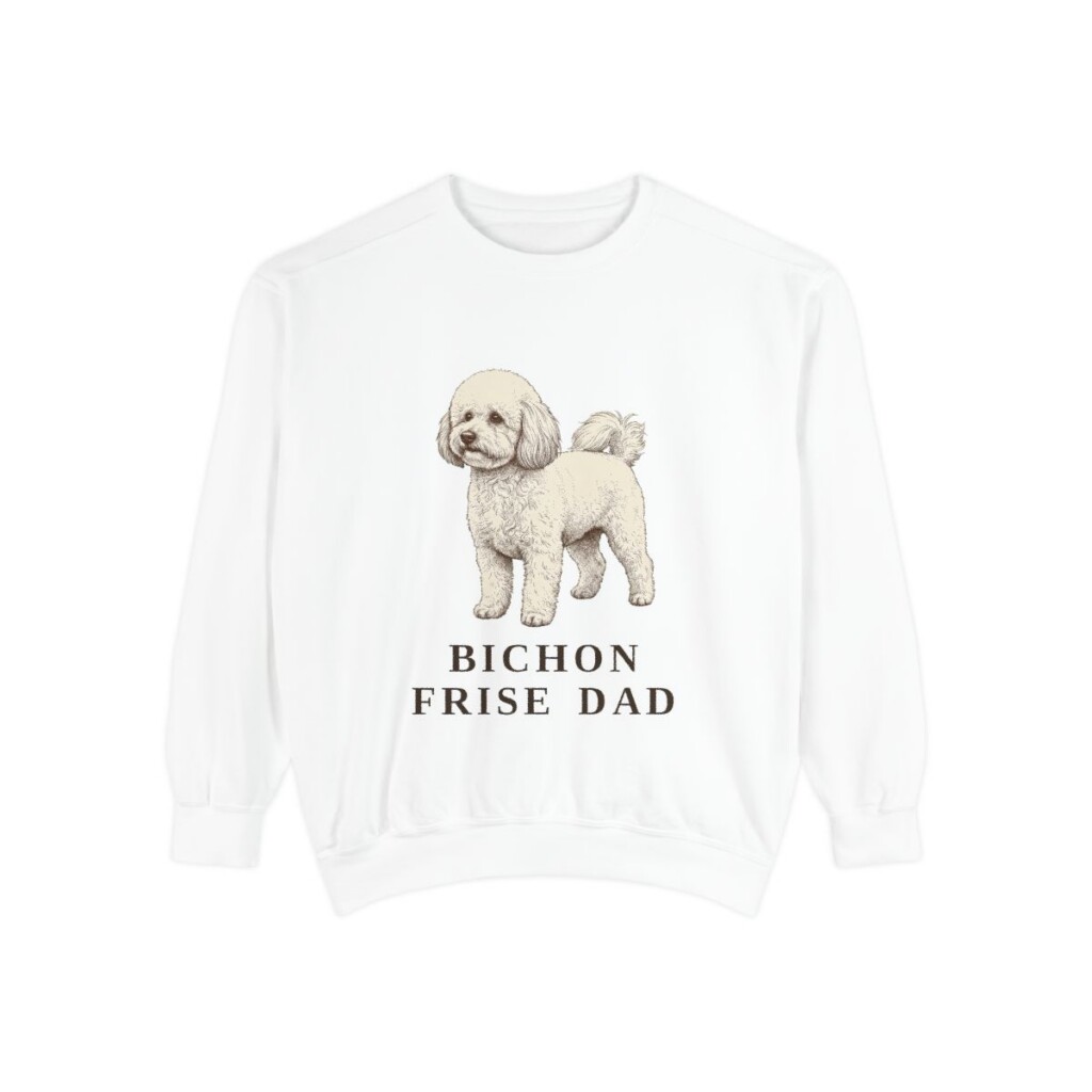 Bichon Frise Dad Sweatshirt, White, front view
