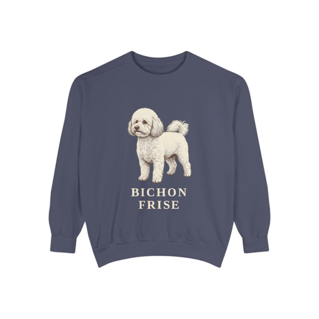 Bichon Frise Sweatshirt, Denim, front view