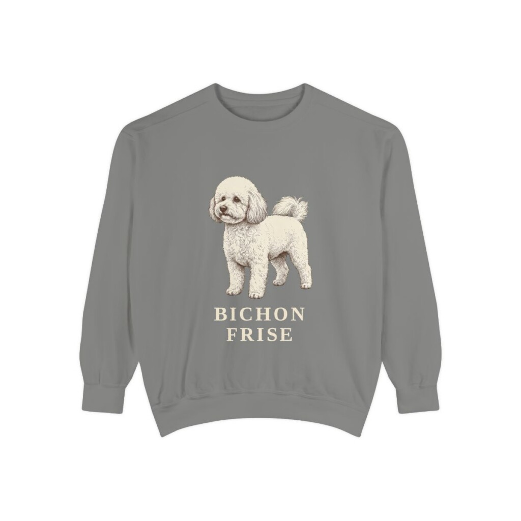 Bichon Frise Sweatshirt, Grey, front view