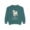 Bichon Frise Humor Sweatshirt, Blue Spruce, front view
