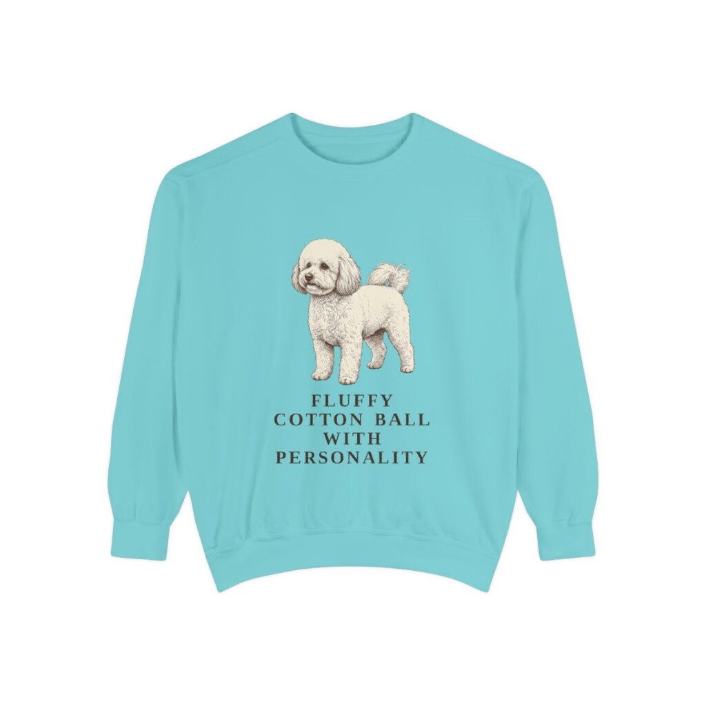 Bichon Frise Humor Sweatshirt, Chalky Mint, front view