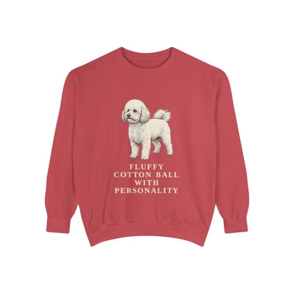 Bichon Frise Humor Sweatshirt, Crimson, front view