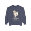 Bichon Frise Humor Sweatshirt, Denim, front view