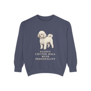 Bichon Frise Humor Sweatshirt, Denim, front view