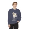 Bichon Frise Humor Sweatshirt, Denim, person 1 front