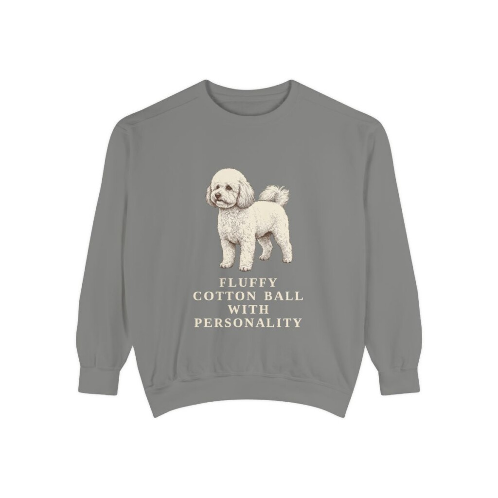 Bichon Frise Humor Sweatshirt, Grey, front view
