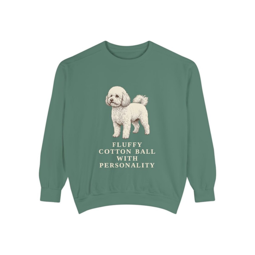 Bichon Frise Humor Sweatshirt, Light Green, front view