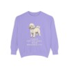 Bichon Frise Humor Sweatshirt, Violet, front view