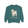 Bichon Frise Latin Sweatshirt, Blue Spruce, front view