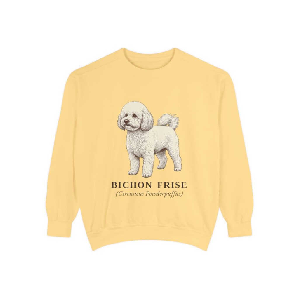 Bichon Frise Latin Sweatshirt, Butter, front view