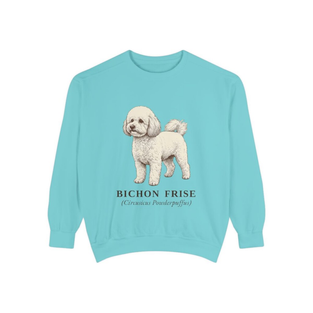 Bichon Frise Latin Sweatshirt, Chalky Mint, front view