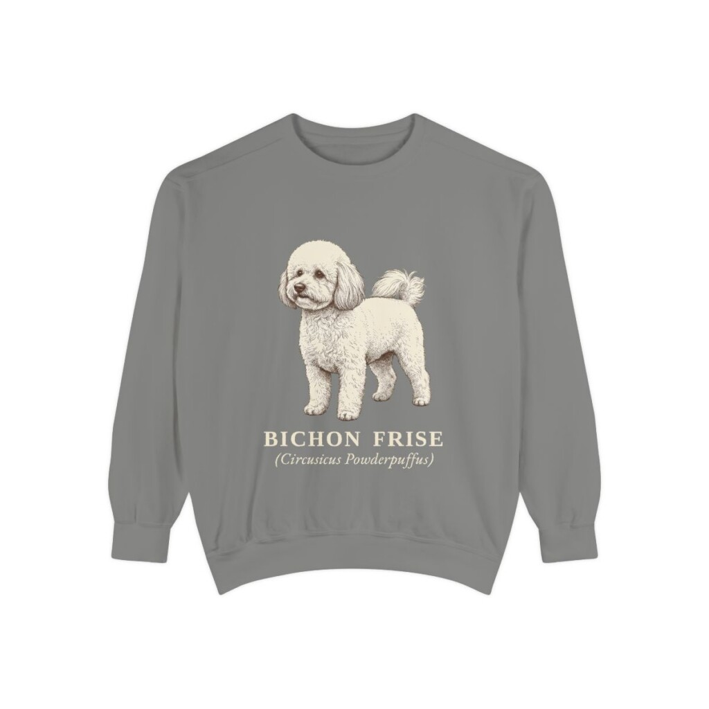 Bichon Frise Latin Sweatshirt, Grey, front view