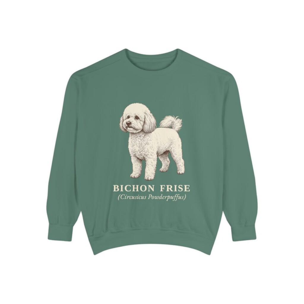 Bichon Frise Latin Sweatshirt, Light Green, front view